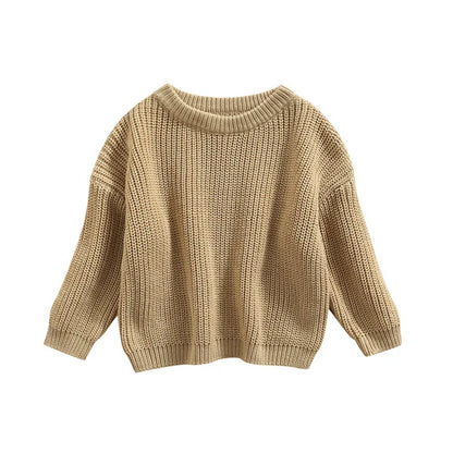 Newest Newborn Baby Girl Boy Knitted Long Sleeve Autumn Winter Sweater Solid Loose Pullover Casual Tops Kids Clothes 3M-5Y