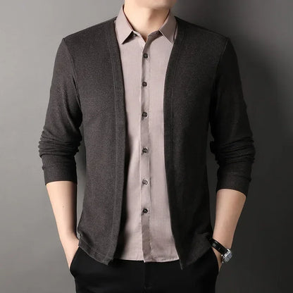 Men's Fake Two-Piece Knitted Cardigan Shirt