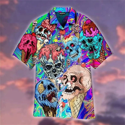 Men's 80s-90s 3D Print Ice Cream Shirt