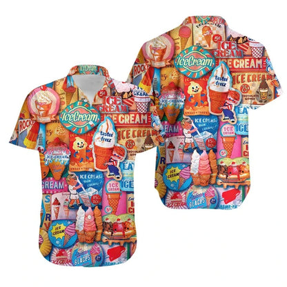 Men's 80s-90s 3D Print Ice Cream Shirt