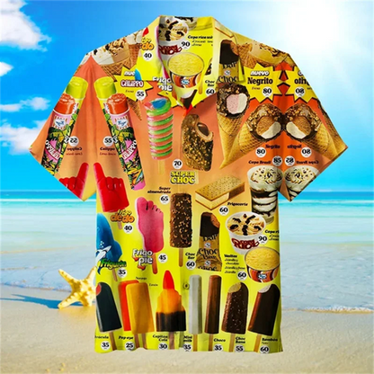 Men's 80s-90s 3D Print Ice Cream Shirt