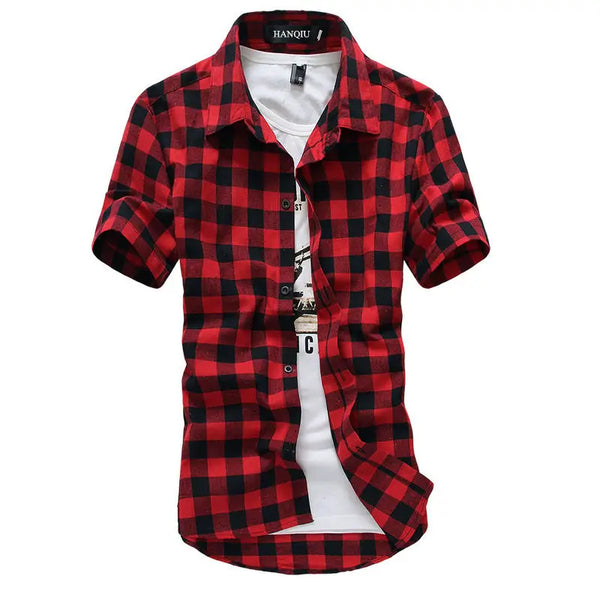 Men's Red & Black Plaid Checkered Shirt