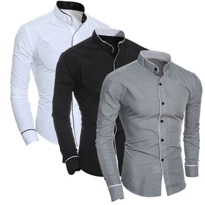 2023 Men's Luxury Slim Fit White Dress Shirt – Casual & Formal Wear