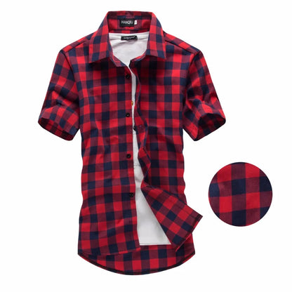 Men's Red & Black Plaid Checkered Shirt