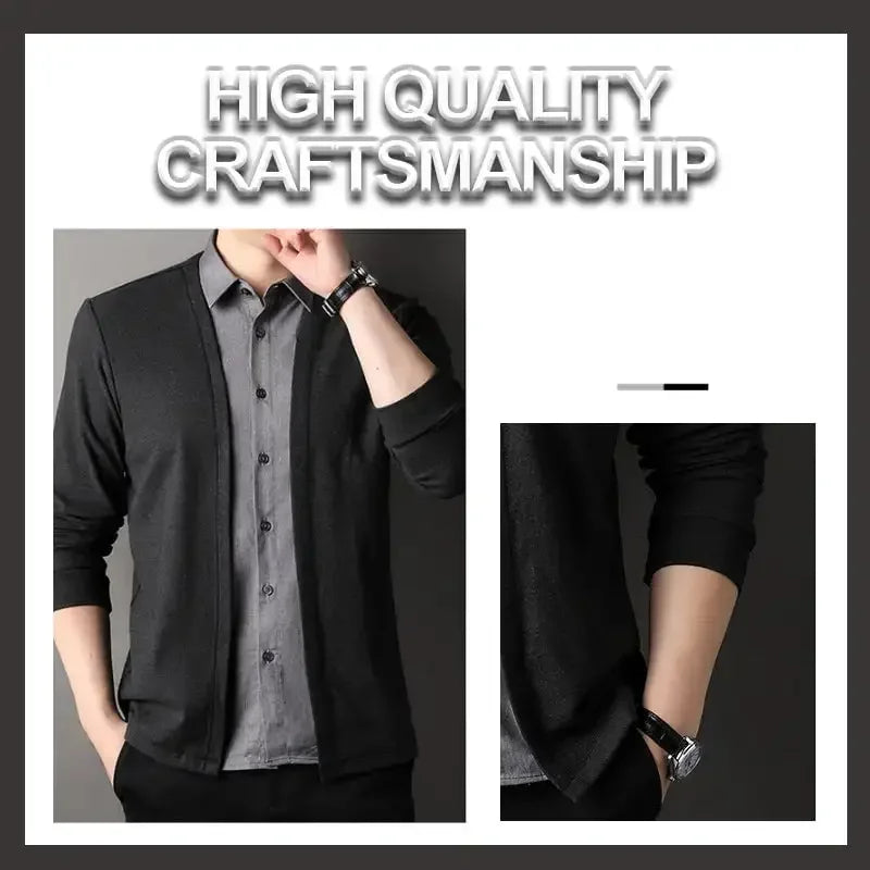 Men's Fake Two-Piece Knitted Cardigan Shirt