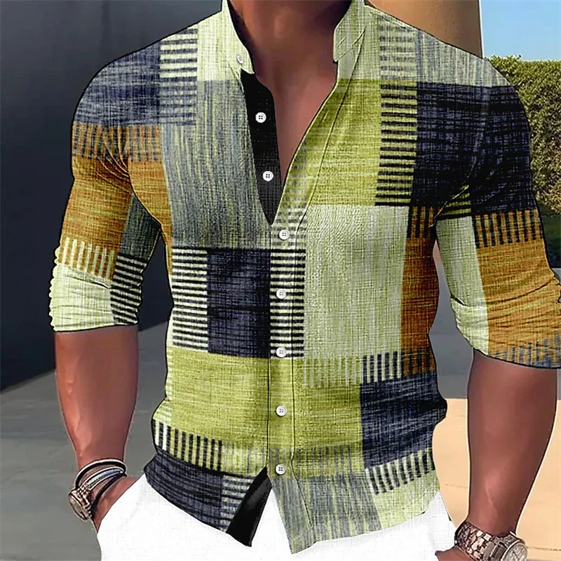 2024 Men's Retro Patchwork Long-Sleeved Shirt