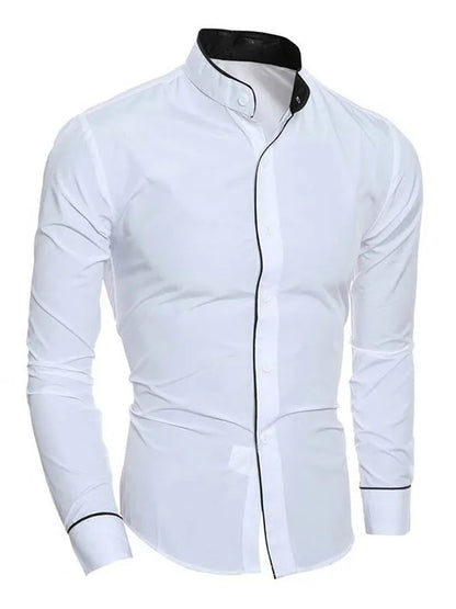 2023 Men's Luxury Slim Fit White Dress Shirt – Casual & Formal Wear