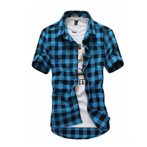 Men's Red & Black Plaid Checkered Shirt