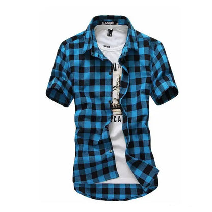 Men's Red & Black Plaid Checkered Shirt