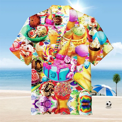 Men's 80s-90s 3D Print Ice Cream Shirt