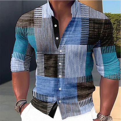 2024 Men's Retro Patchwork Long-Sleeved Shirt