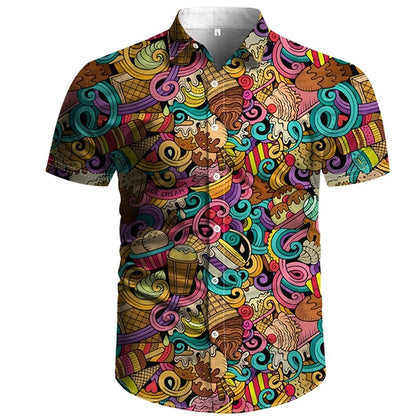 Men's 80s-90s 3D Print Ice Cream Shirt